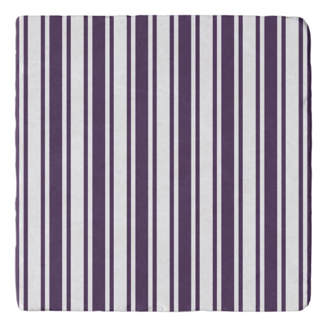 Dark purple and white candy stripes trivet (Front)