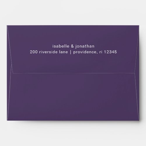 Dark Purple and White Return Address Wedding Envelope