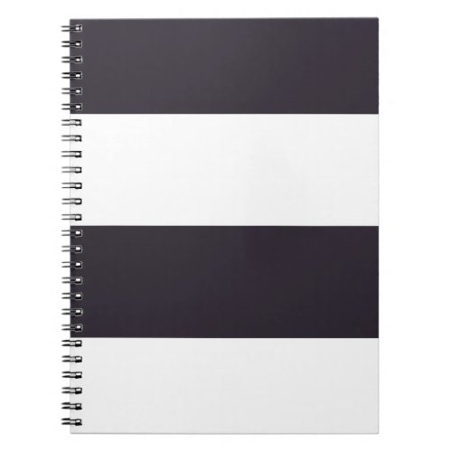 Dark Purple and White Simple Extra Wide Stripes Notebook