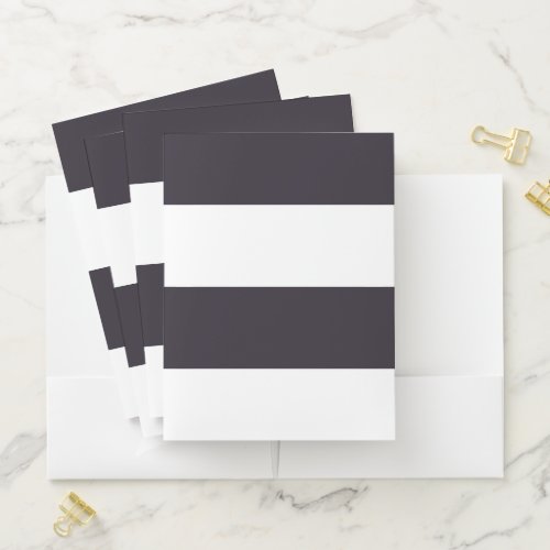 Dark Purple and White Simple Extra Wide Stripes Pocket Folder