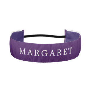 Dark Purple Athletic Headband With Custom Name