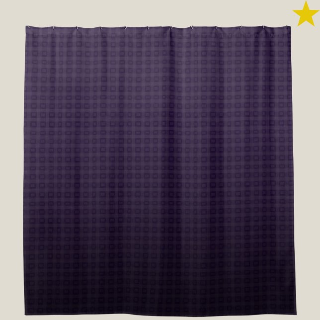Dark Purple Bath Set Check Pattern Indigo Gradient Shower Curtain (Creator Uploaded)