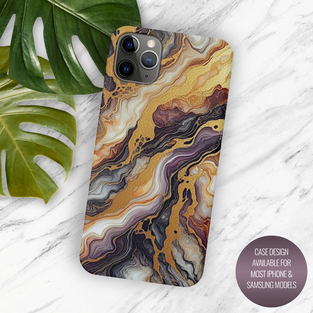 Dark Purple Black Gray Gold Marble Art Pattern Case-Mate iPhone Case (Creator Uploaded)