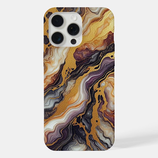 Dark Purple Black Gray Gold Marble Art Pattern Iphone Case (Back)