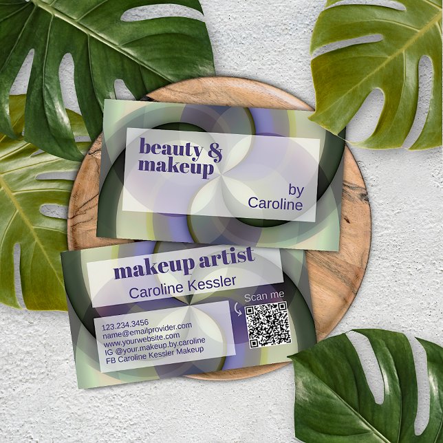 Dark Purple Black Pale Green Abstract Art Pattern Business Card (Creator Uploaded)