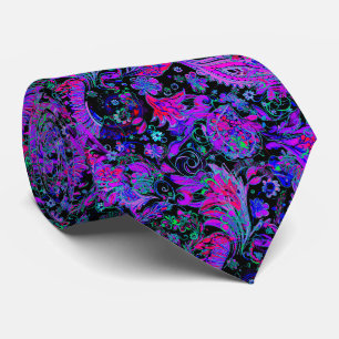 Dark Purple Blue Paisley Pattern Neck Tie