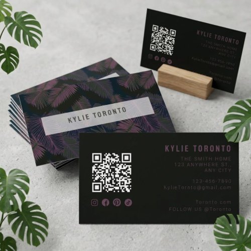 Dark Purple Botanical Business Card