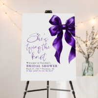Dark Purple Bow Knot Bridal Shower Welcome Sign