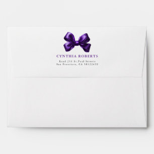 Dark Purple Bow Modern Elegant Return Address Envelope