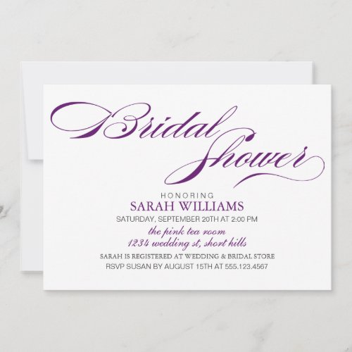 Dark Purple Bridal Shower Custom Invite