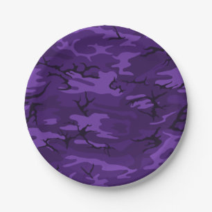 Dark Purple Camo Paper Plates