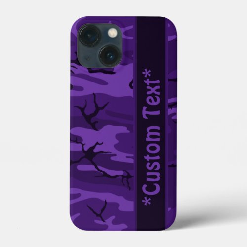 Dark Purple Camo w Custom Text iPhone 13 Mini Case