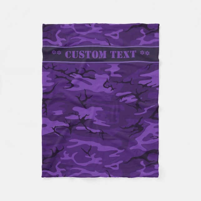 Dark Purple Camo w/ Custom Text Fleece Blanket (Front)