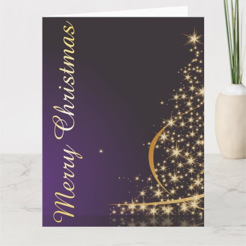 Dark purple Christmas motive with golden Christmas Card