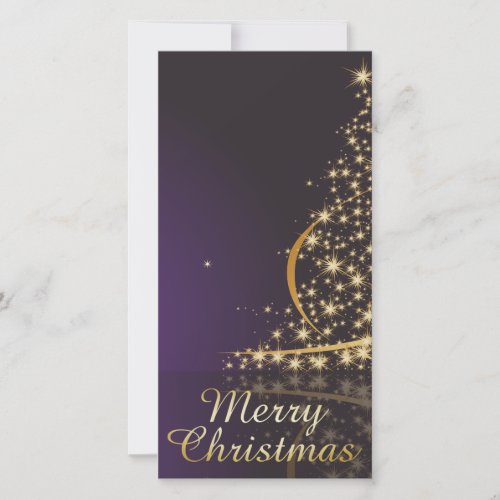 Dark purple Christmas motive with golden Christmas Holiday Card