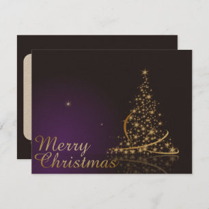 Dark purple Christmas motive with golden Christmas Invitation