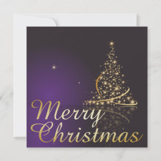 Dark purple Christmas motive with golden Christmas Invitation