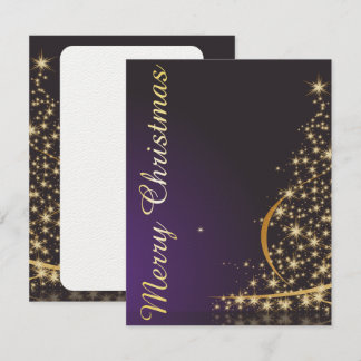 Dark purple Christmas motive with golden Christmas Invitation
