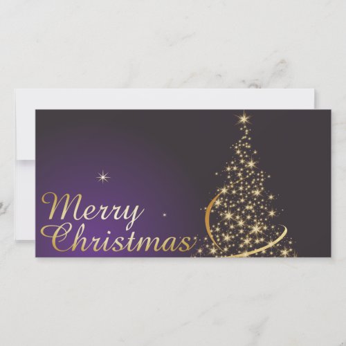 Dark purple Christmas motive with golden Christmas Thank You Card