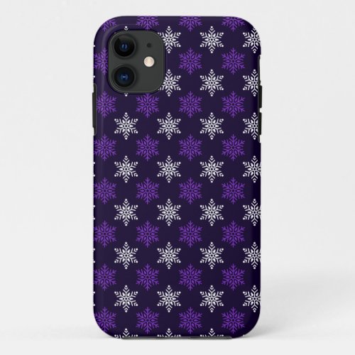 Dark Purple Christmas Snowflake Seamless Pattern iPhone 11 Case