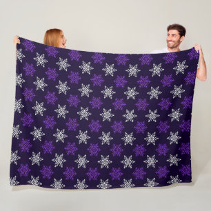 Dark Purple Christmas Snowflake Seamless Pattern Fleece Blanket