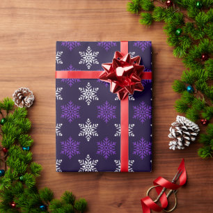 Dark Purple Christmas Snowflake Seamless Pattern Wrapping Paper