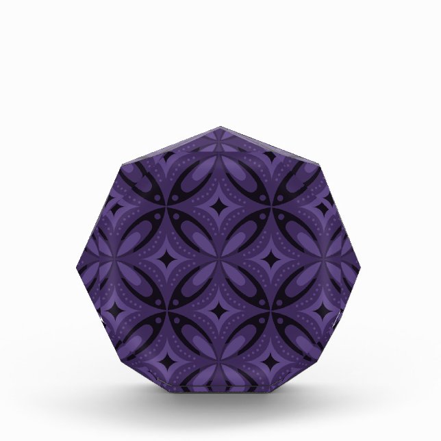 Dark Purple Colored Retro Pattern Acrylic Award (Front)