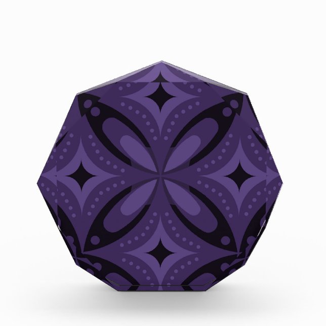 Dark Purple Colored Retro Pattern Acrylic Award (Front)