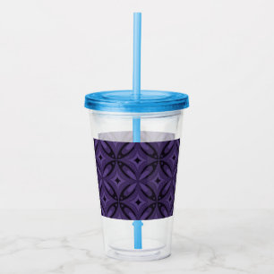 Dark Purple Colored Retro Pattern Acrylic Tumbler