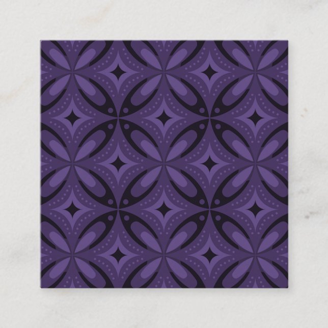 Dark Purple Colored Retro Pattern Appointment Card (Front)