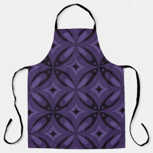 Dark Purple Colored Retro Pattern Apron