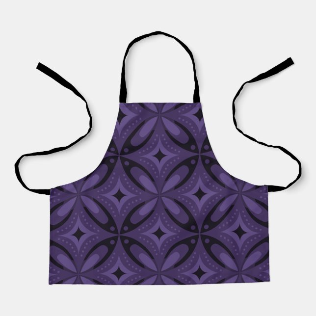 Dark Purple Colored Retro Pattern Apron (Front)