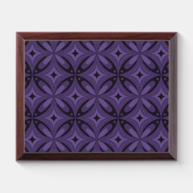 Dark Purple Colored Retro Pattern Award Plaque (Horizontal)