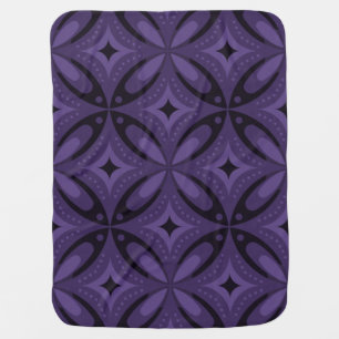 Dark Purple Colored Retro Pattern Baby Blanket