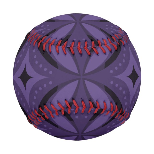 Dark Purple Colored Retro Pattern Baseball (Front)
