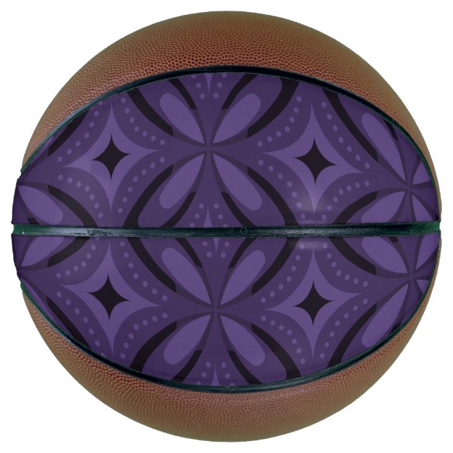 Dark Purple Colored Retro Pattern Basketball (Front)