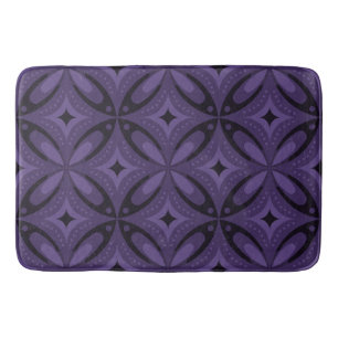 Dark Purple Colored Retro Pattern Bath Mat