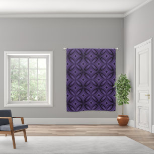 Dark Purple Colored Retro Pattern Blackout Curtains