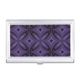 Dark Purple Colored Retro Pattern Business Card Case