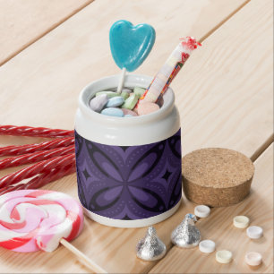 Dark Purple Colored Retro Pattern Candy Jar