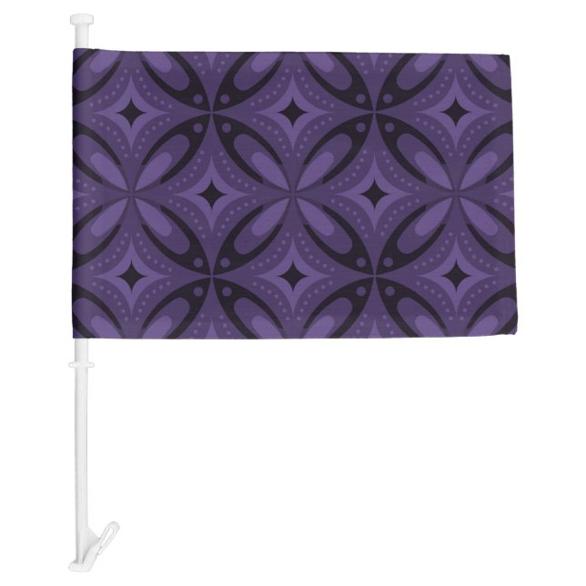 Dark Purple Colored Retro Pattern Car Flag (Front)