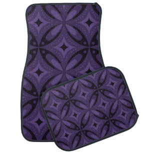 Dark Purple Colored Retro Pattern Car Floor Mat