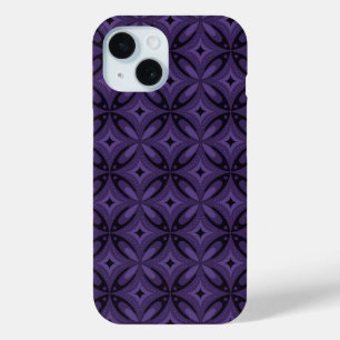 Dark Purple Colored Retro Pattern iPhone 15 Case