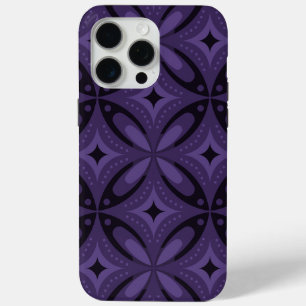Dark Purple Colored Retro Pattern iPhone 15 Pro Max Case