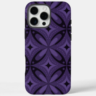 Dark Purple Colored Retro Pattern iPhone 16 Pro Max Case
