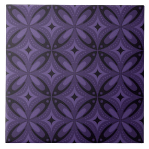 Dark Purple Colored Retro Pattern Ceramic Tile