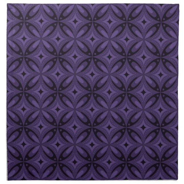 Dark Purple Colored Retro Pattern Cloth Napkin (Front)