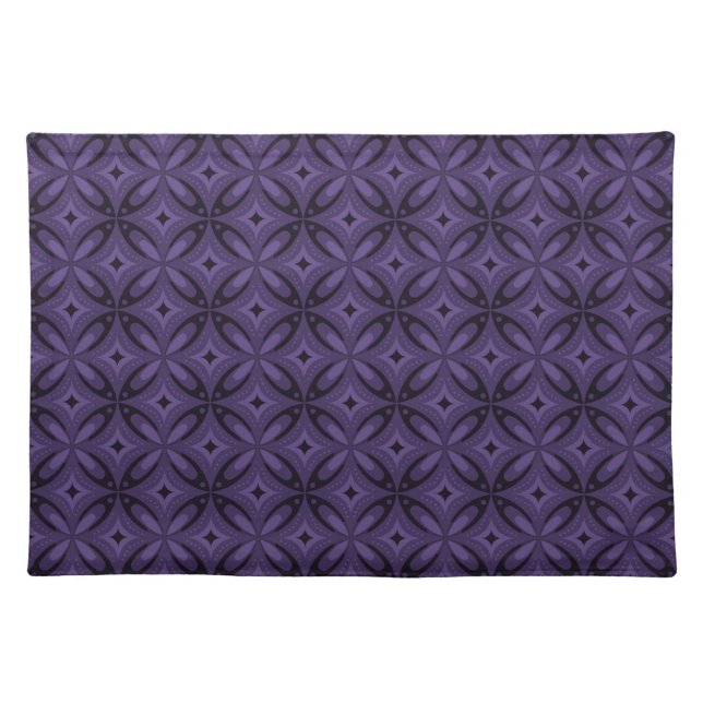 Dark Purple Colored Retro Pattern Cloth Placemat (Front)