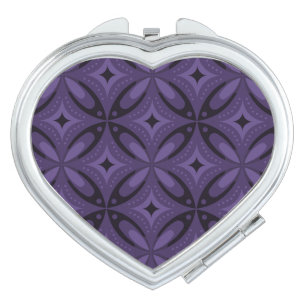 Dark Purple Colored Retro Pattern Compact Mirror