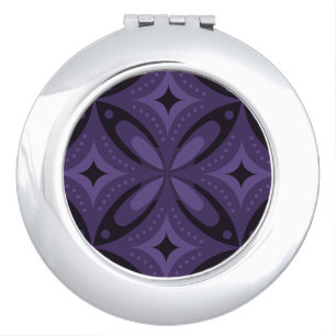 Dark Purple Colored Retro Pattern Compact Mirror